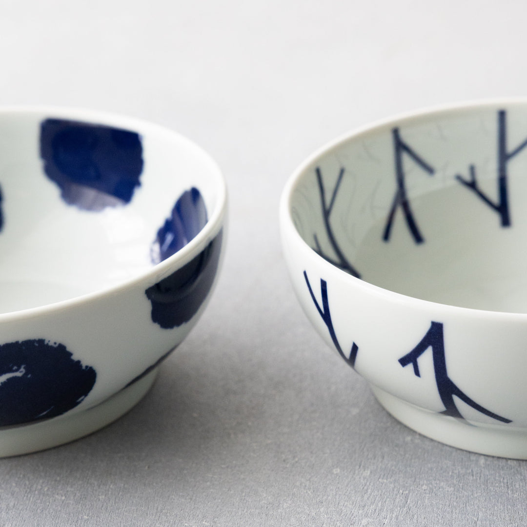 Modern Japanese Style Wa Pattern Donburi Bowls Set of 2