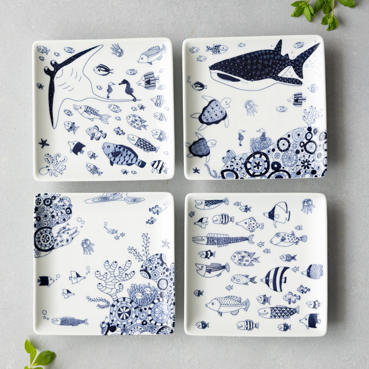 Modern Japanese Style Marine Square Side Plates