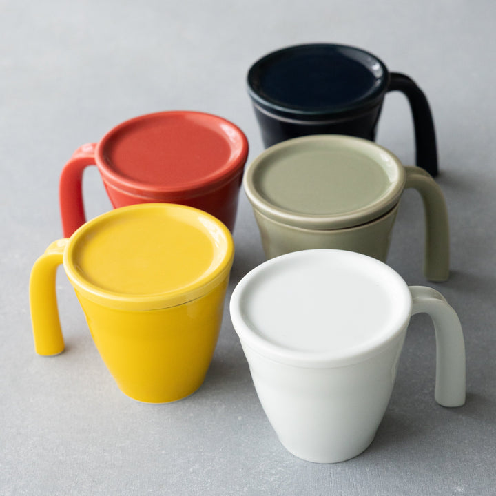 Modern Japanese Style Ceramic Kids Mug with a Lid