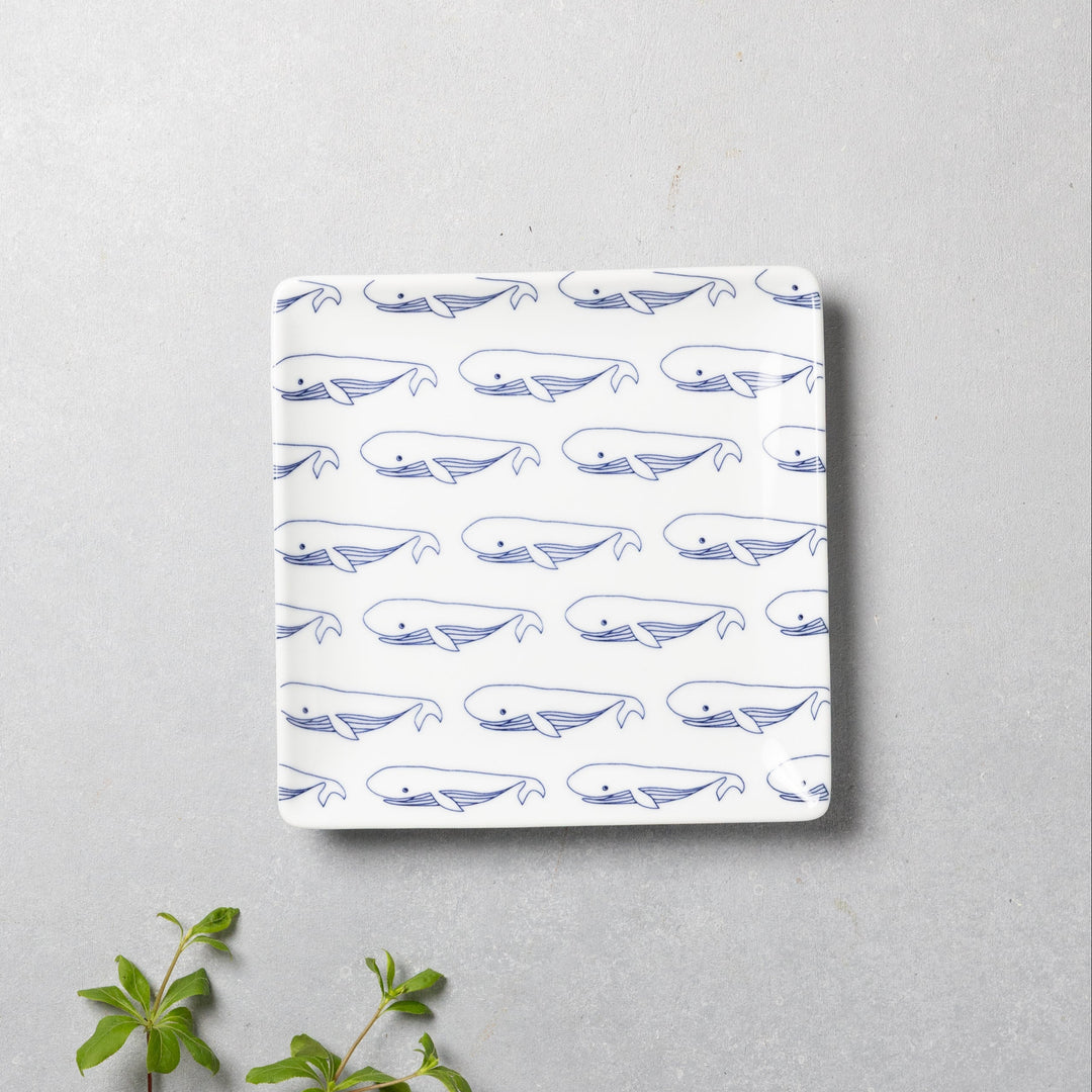 Modern Japanese Style Fish-Patterned Square Side Plates