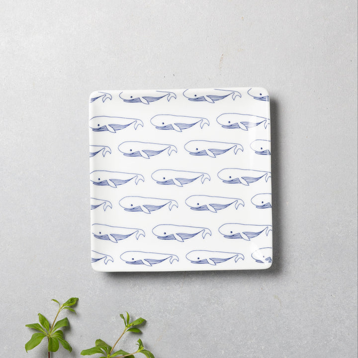 Modern Japanese Style Fish-Patterned Square Side Plates