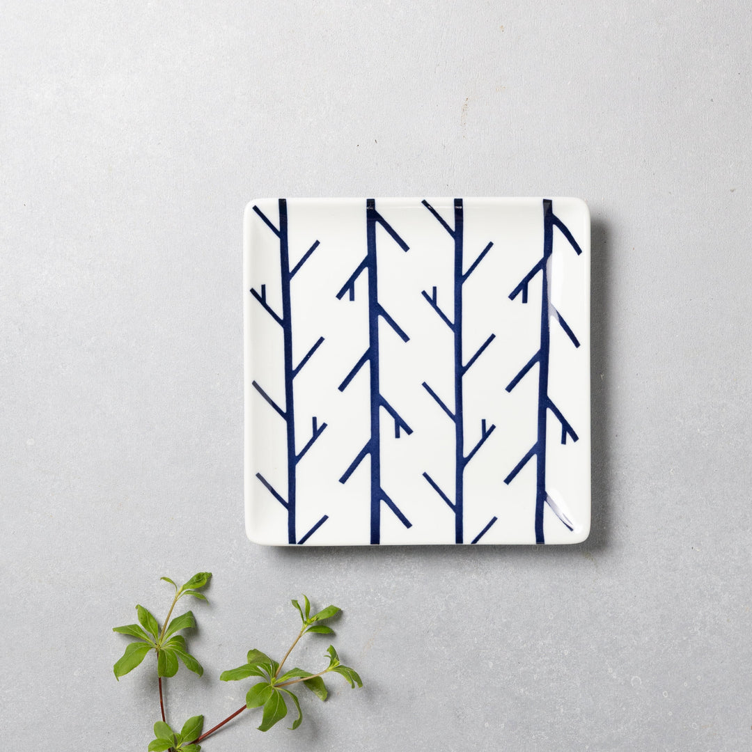 Modern Japanese Style Wa Pattern Square Side Plates Set of 2