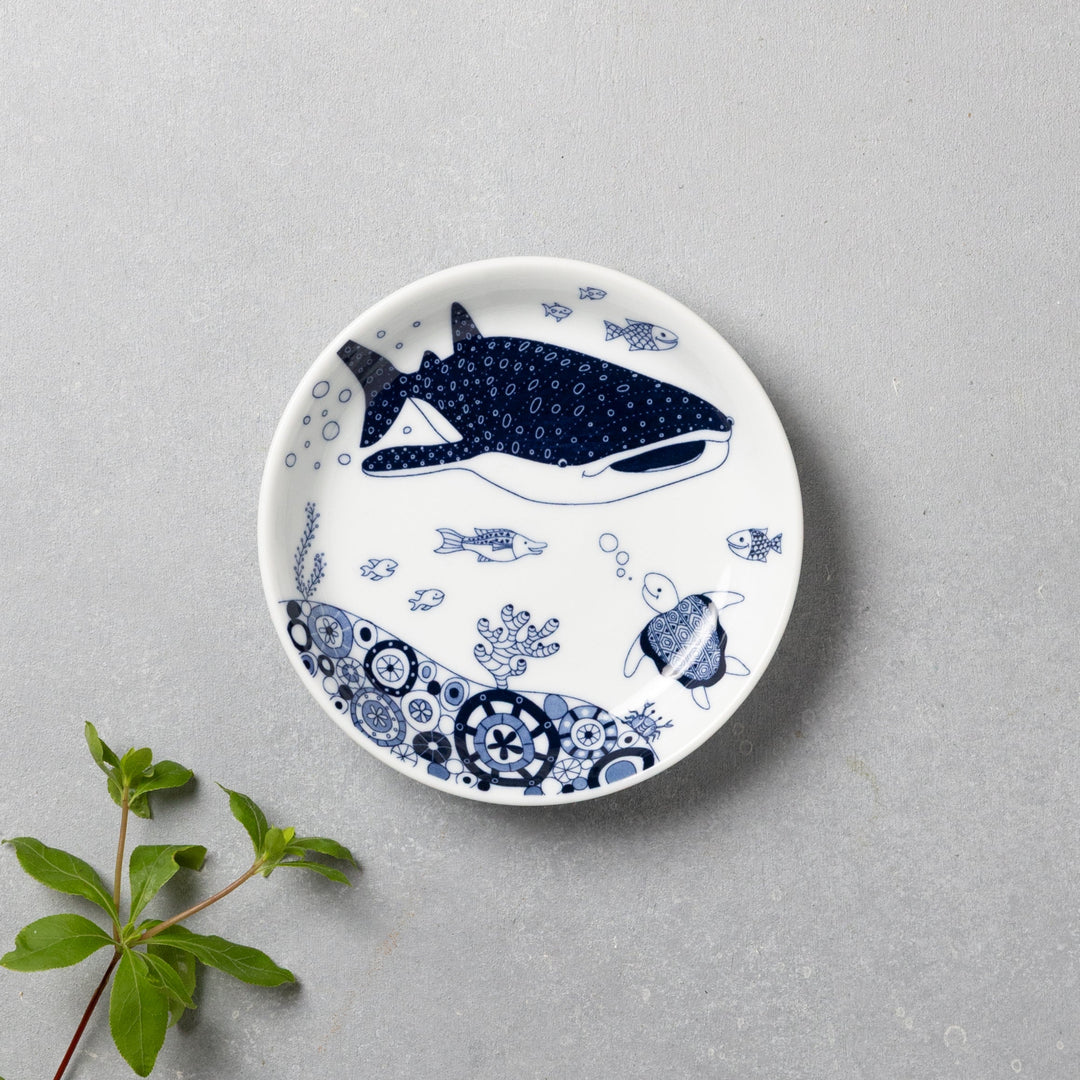 Modern Japanese Style Marine Small Appetizer Plates Set of 2