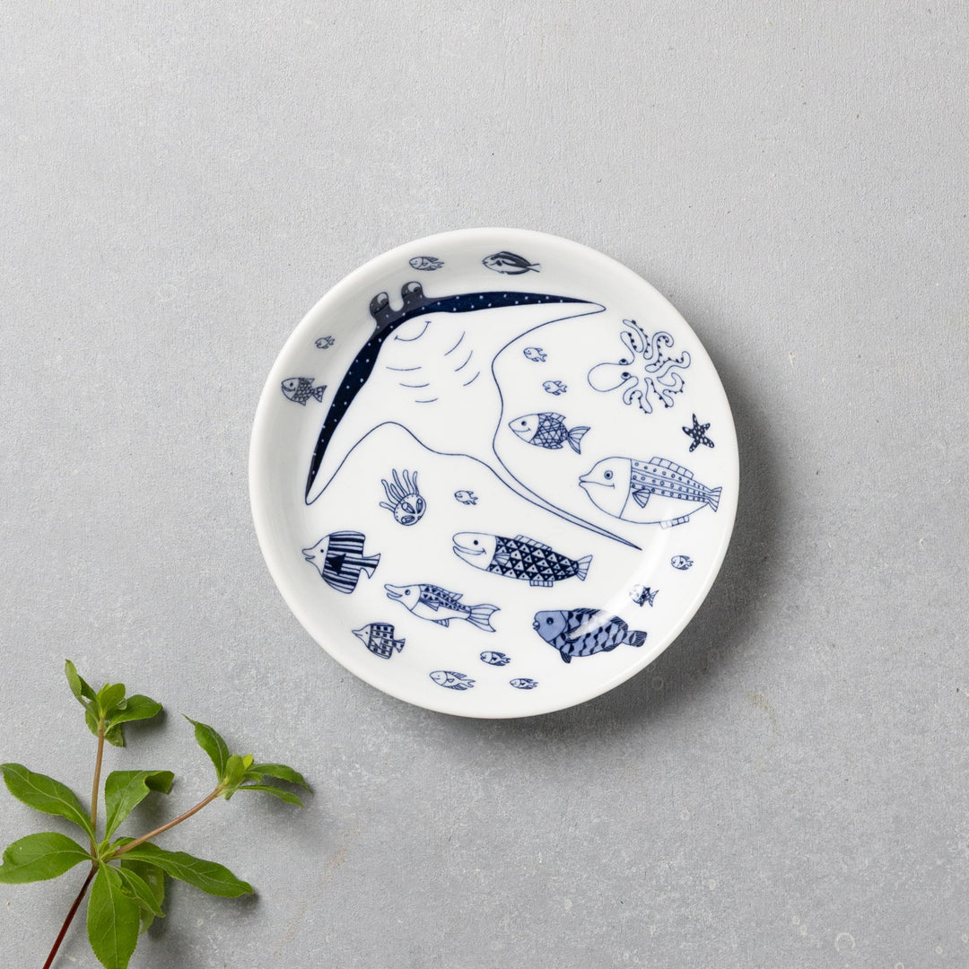 Modern Japanese Style Marine Small Appetizer Plates Set of 2