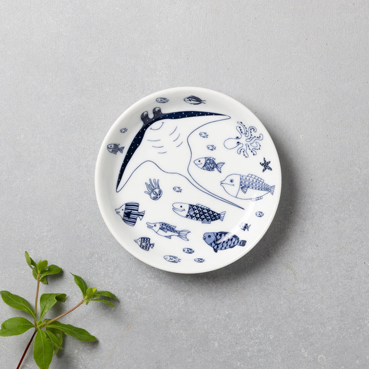 Modern Japanese Style Marine Small Appetizer Plates Set of 2