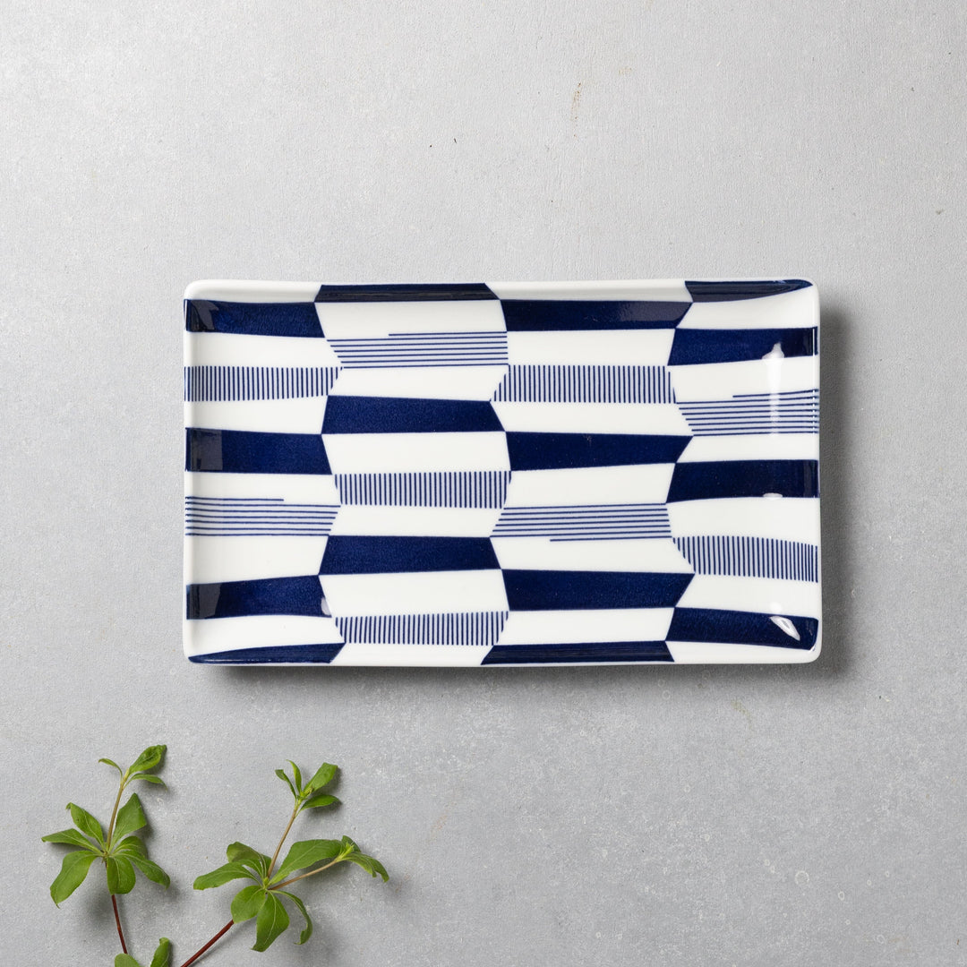 Modern Japanese Style Wa Pattern Rectangular Serving Plates Set of 2