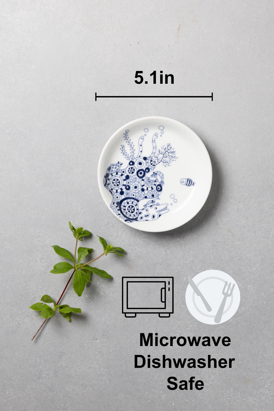Modern Japanese Style Marine Small Appetizer Plates Set of 2