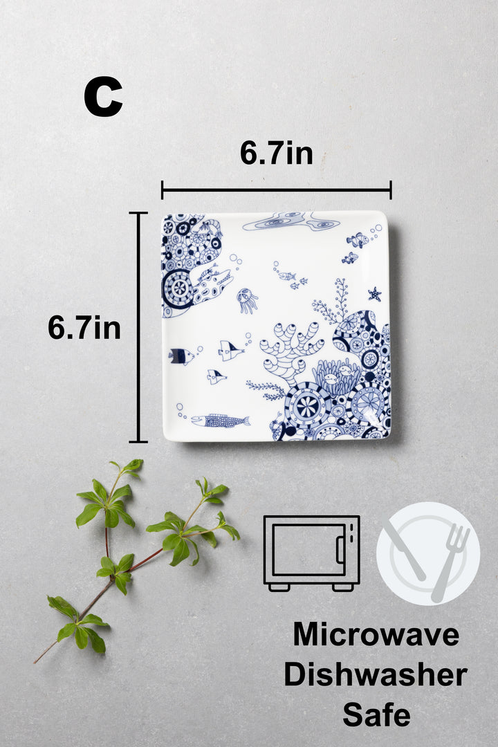 Modern Japanese Style Marine Square Side Plates
