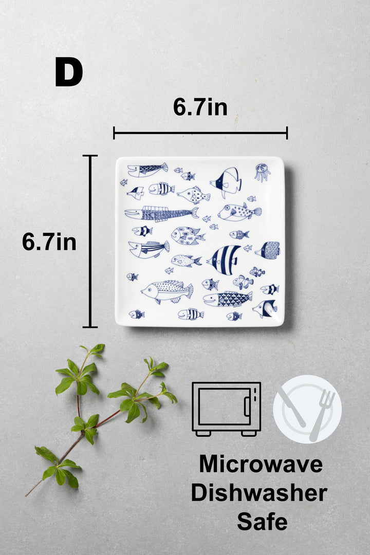 Modern Japanese Style Marine Square Side Plates