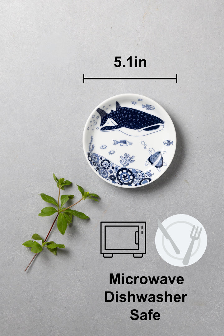 Modern Japanese Style Marine Small Appetizer Plates Set of 2