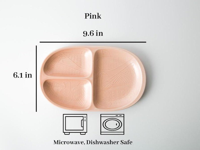 Modern Japanese Style Bird Design 3-Compartment Kids Plate