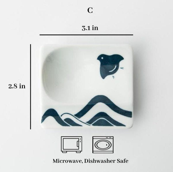 Modern Japanese Style Mini Handy Dishes with Blue