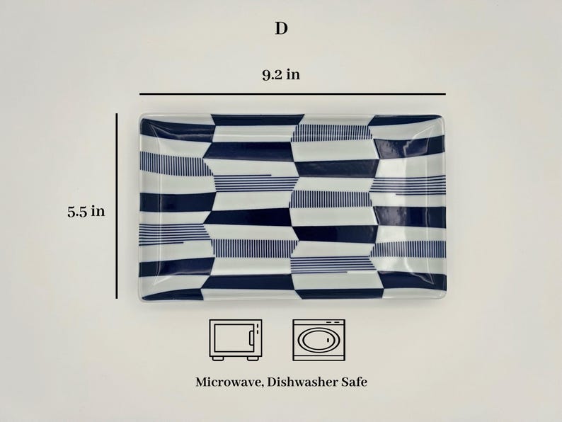 Modern Japanese Style Wa Pattern Rectangular Serving Plates