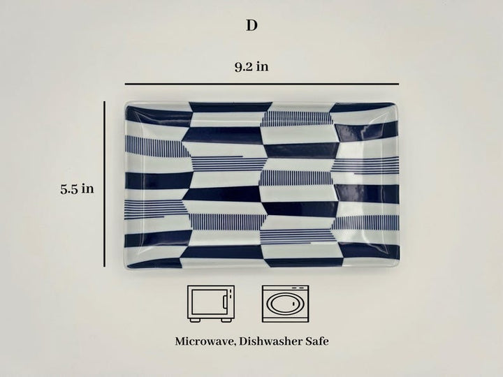 Modern Japanese Style Wa Pattern Rectangular Serving Plates