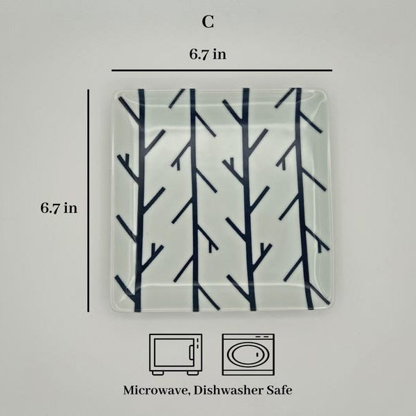 Modern Japanese Style Wa Pattern Square Side Plates