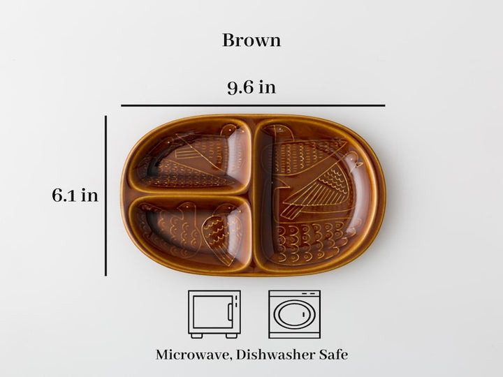 Modern Japanese Style Bird Design 3-Compartment Kids Plate