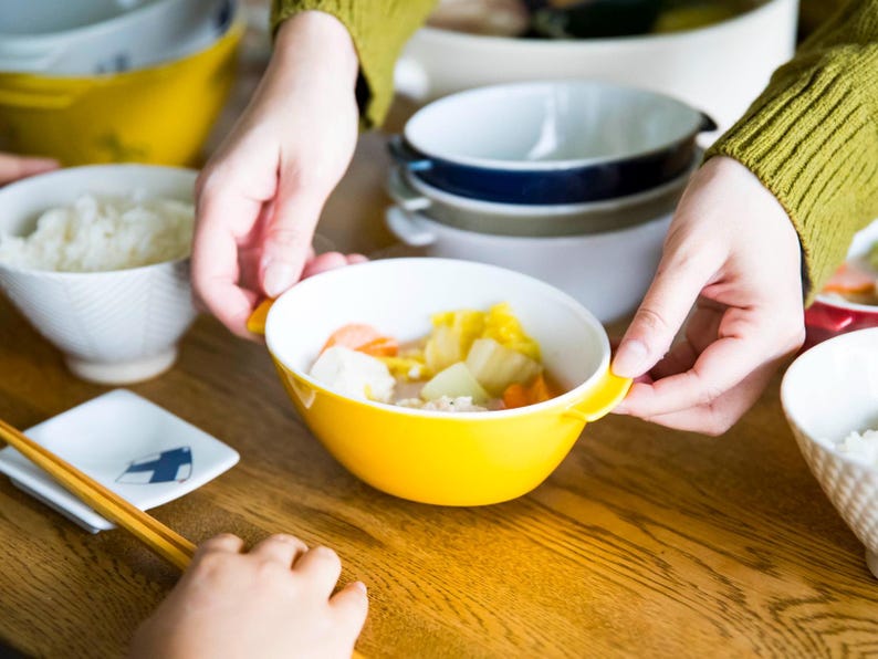 Modern Japanese Style Kids Snack and Soup Bowl with Handle