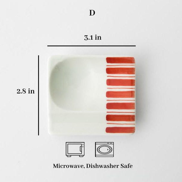 Modern Japanese Style Mini Handy Dishes with Red
