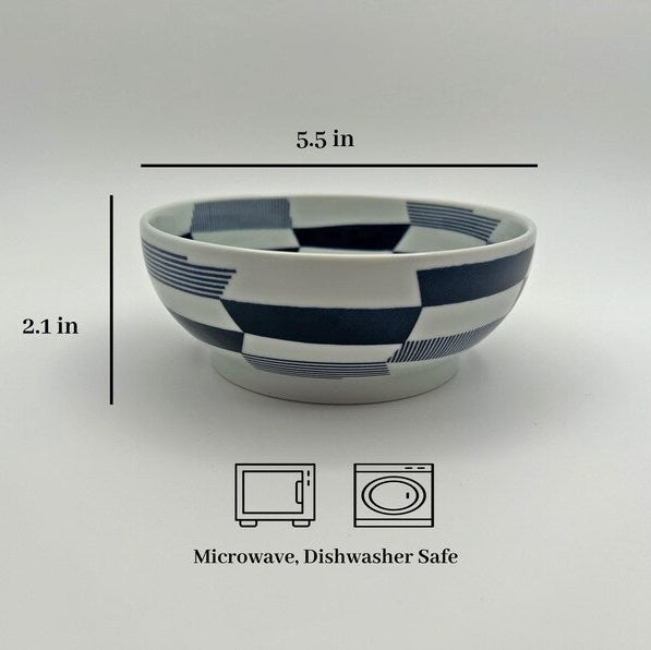 Modern Japanese Style Wa Pattern Donburi Bowls Set of 2