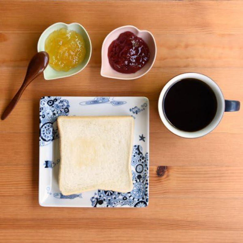 Modern Japanese Style Marine Square Side Plates Set of 2