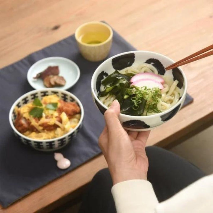 Modern Japanese Style Wa Pattern Donburi Bowls Set of 2