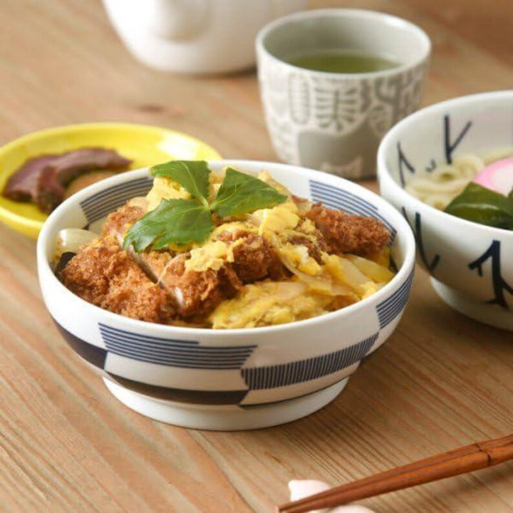 Modern Japanese Style Wa Pattern Donburi Bowls Set of 2