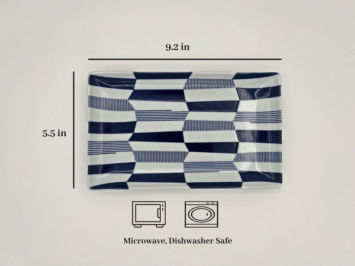 Modern Japanese Style Wa Pattern Rectangular Serving Plates Set of 2