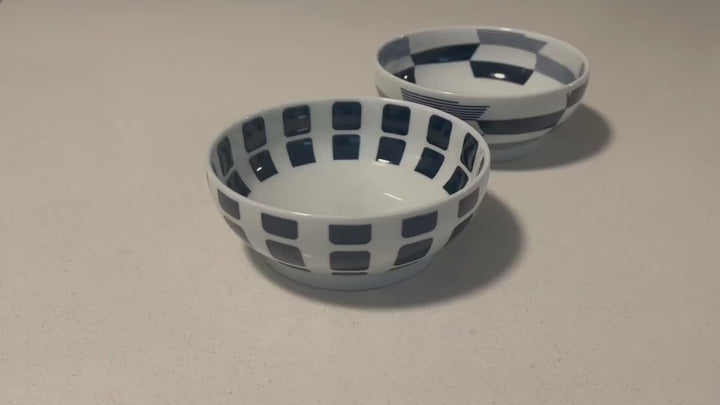 Modern Japanese Style Wa Pattern Donburi Bowls Set of 2