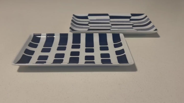 Modern Japanese Style Wa Pattern Rectangular Serving Plates Set of 2