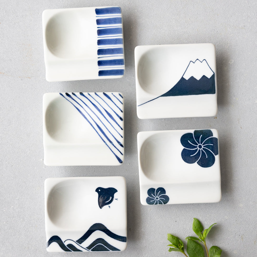 Modern Japanese Style Mini Handy Dishes with Blue
