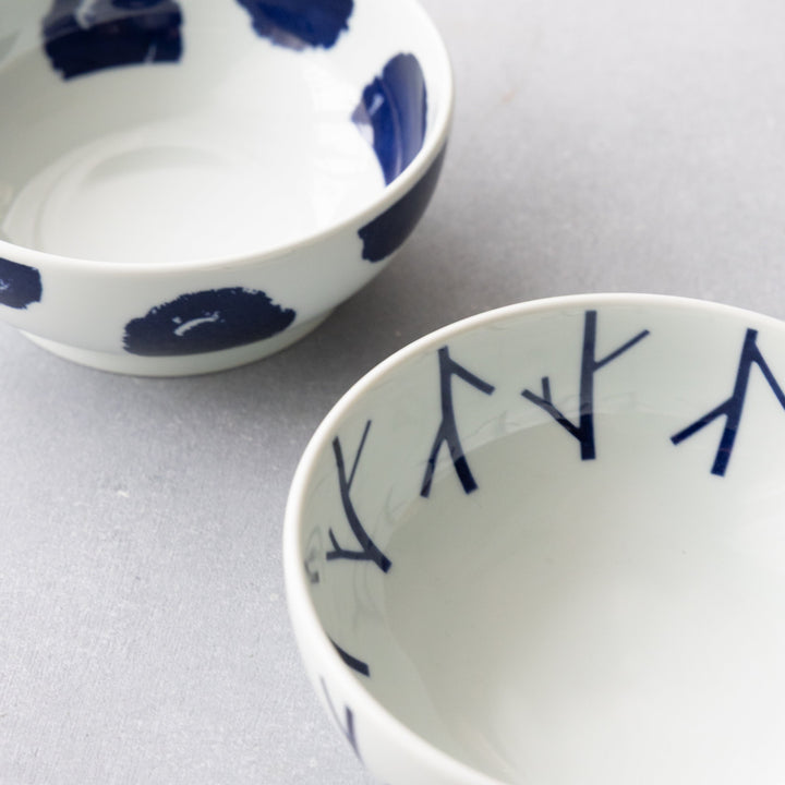 Modern Japanese Style Wa Pattern Donburi Bowls Set of 2