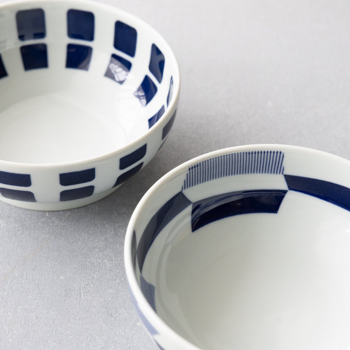 Modern Japanese Style Wa Pattern Donburi Bowls Set of 2