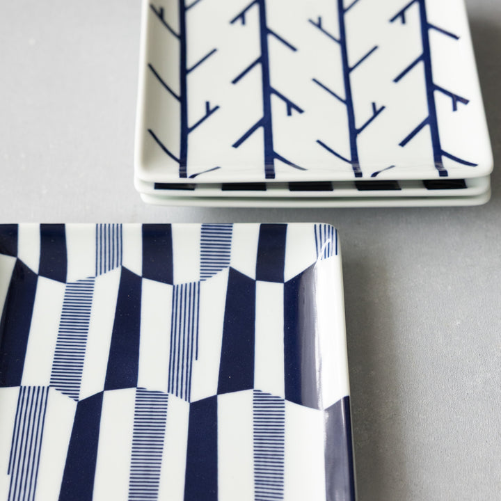 Modern Japanese Style Wa Pattern Square Side Plates