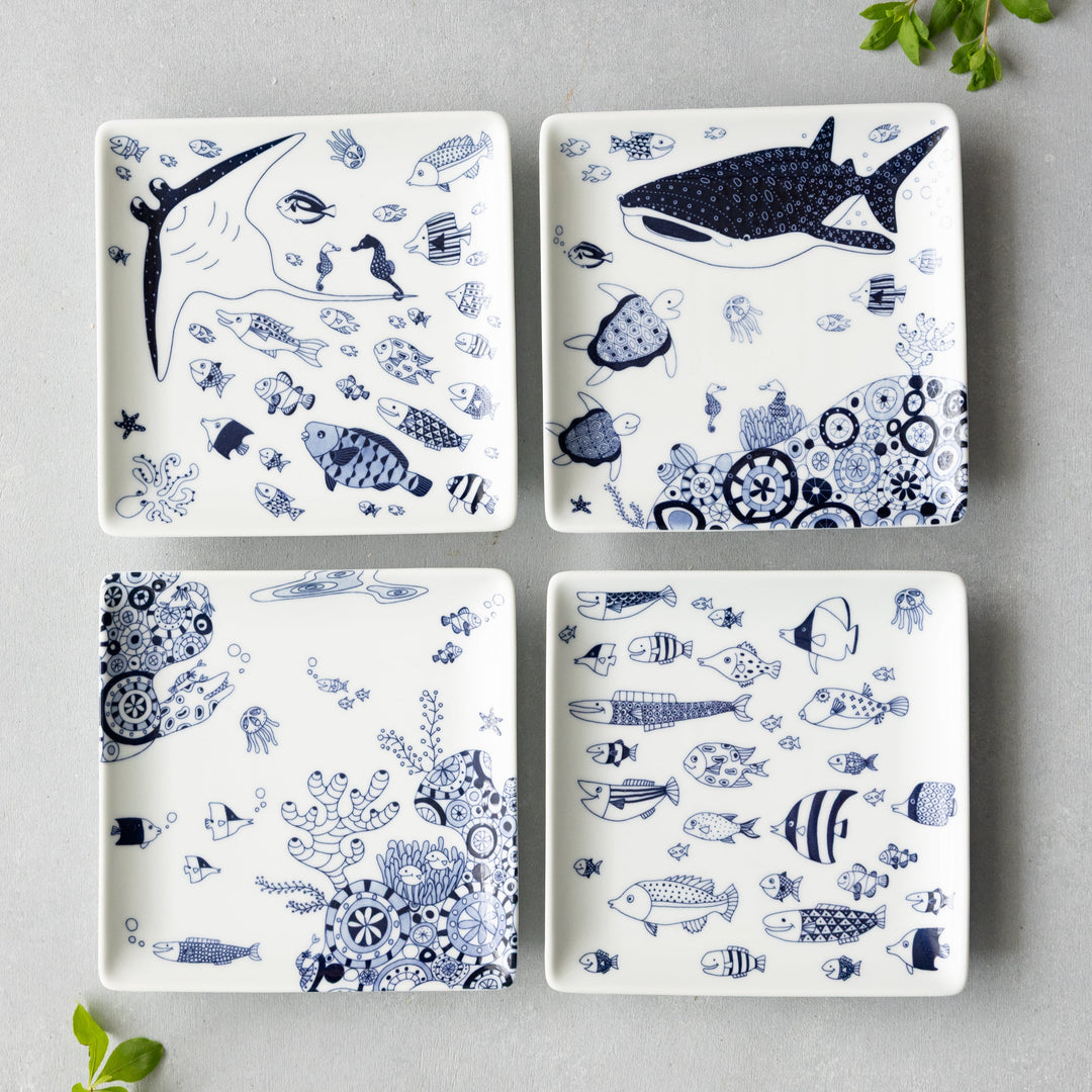 Modern Japanese Style Marine Square Side Plates