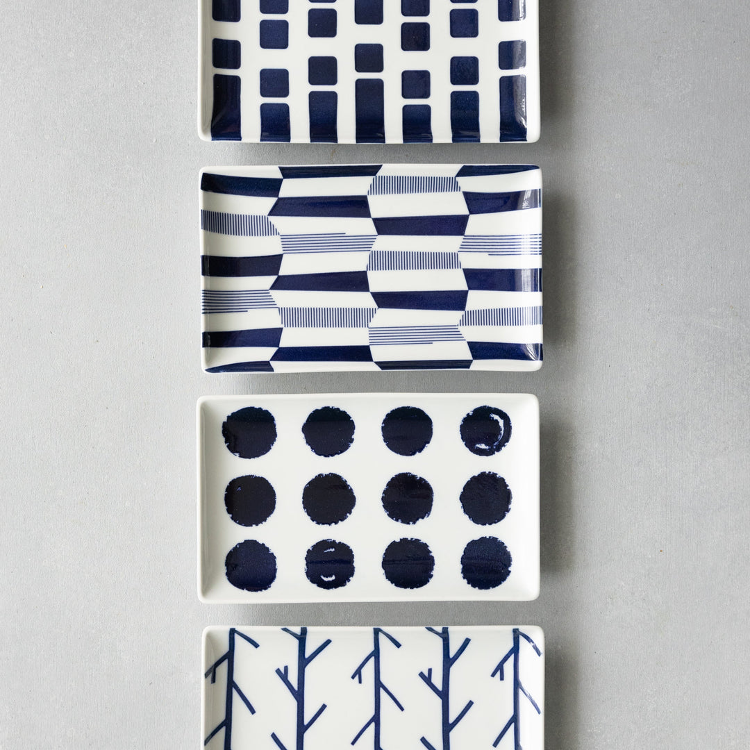 Modern Japanese Style Wa Pattern Rectangular Serving Plates