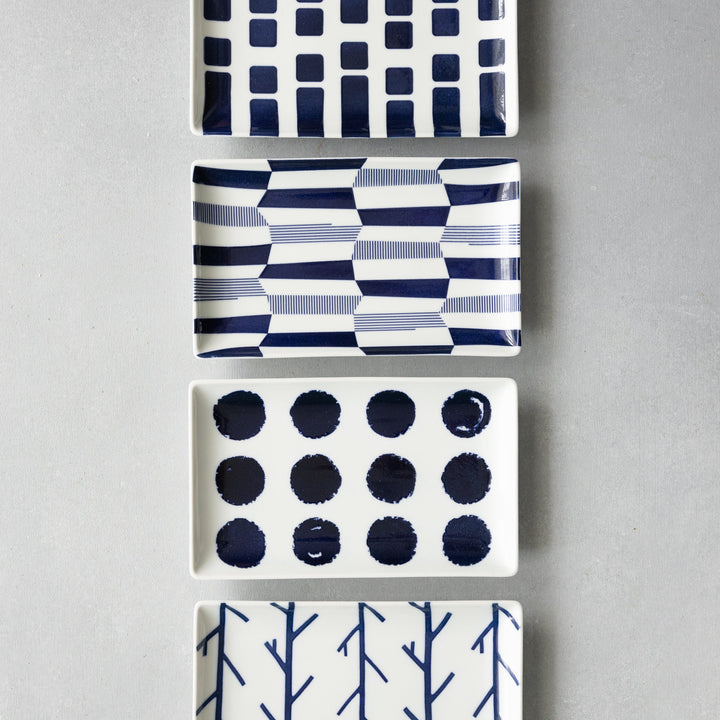 Modern Japanese Style Wa Pattern Rectangular Serving Plates
