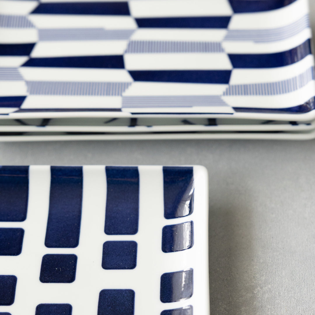 Modern Japanese Style Wa Pattern Rectangular Serving Plates