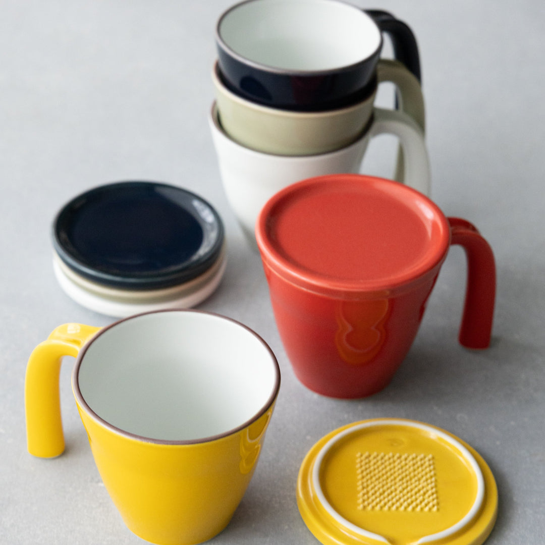 Modern Japanese Style Ceramic Kids Mug with a Lid