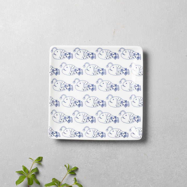 Modern Japanese Style Cute Fish-Patterned Square Side Plates - 2 Colors