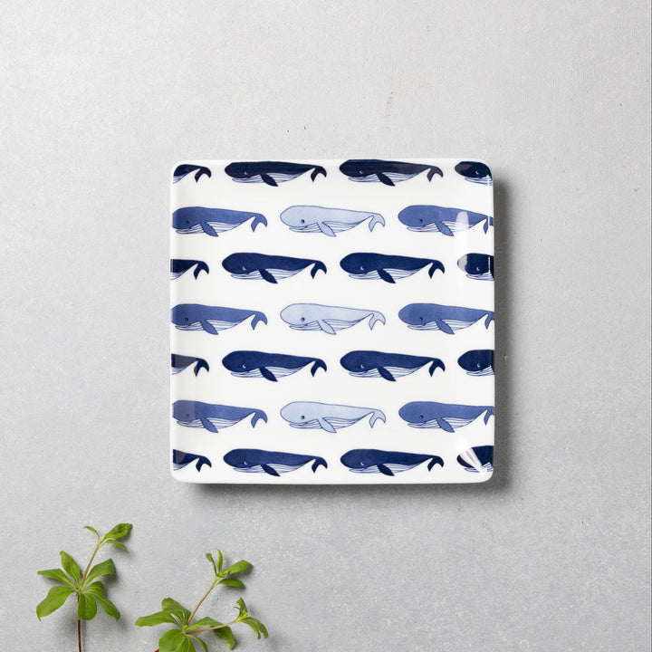 Modern Japanese Style Fish-Patterned Square Side Plates