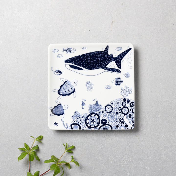 Modern Japanese Style Marine Square Side Plates Set of 2