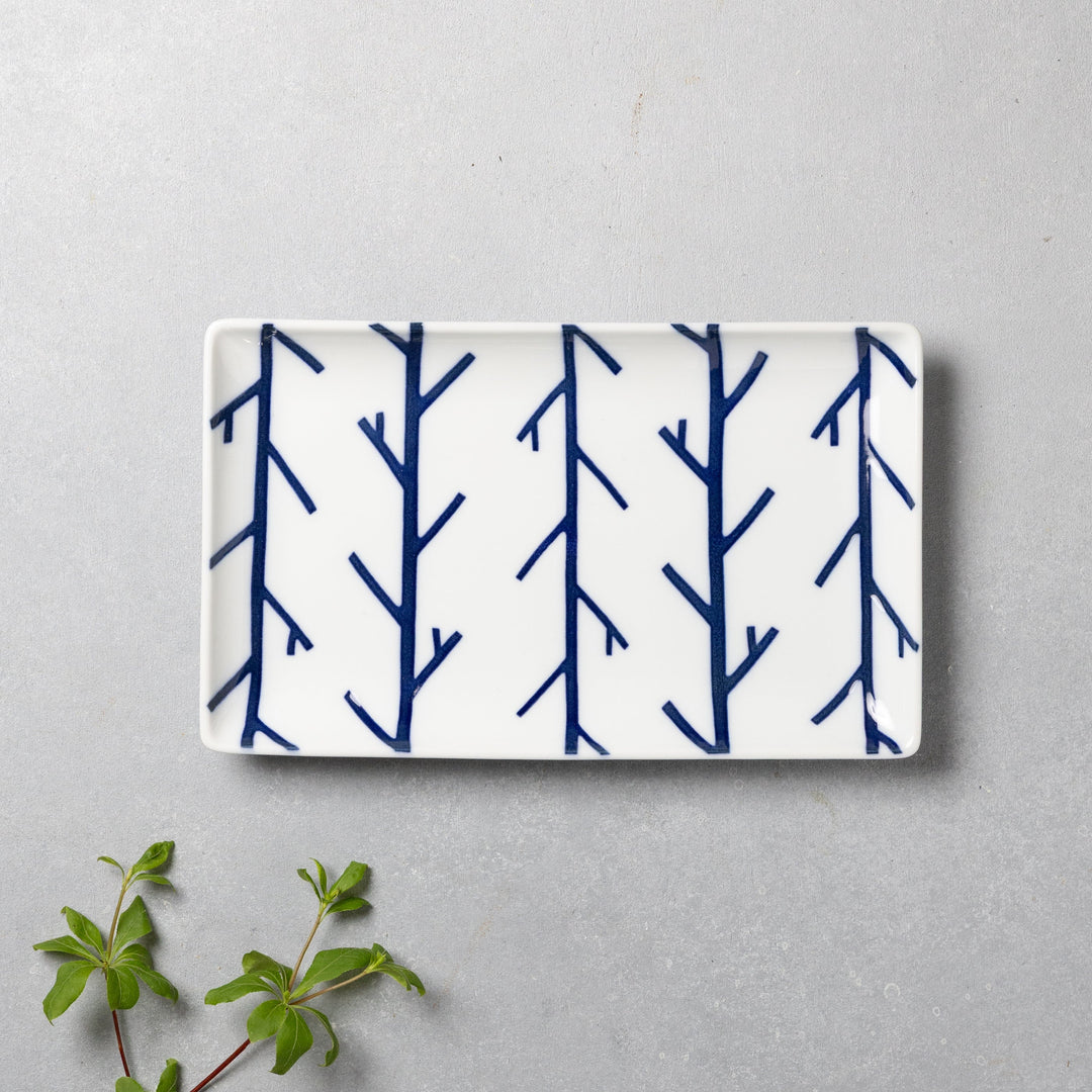 Modern Japanese Style Wa Pattern Rectangular Serving Plates Set of 2