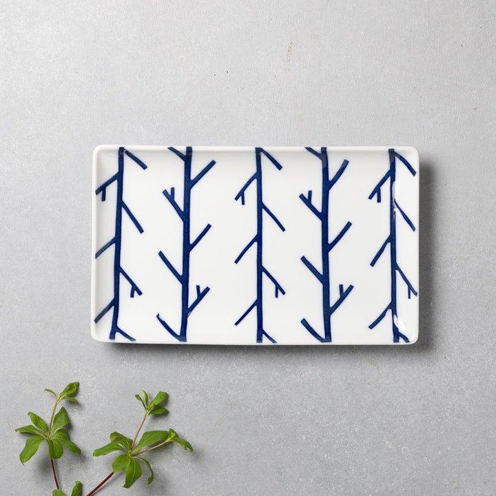 Modern Japanese Style Wa Pattern Rectangular Serving Plates Set of 2