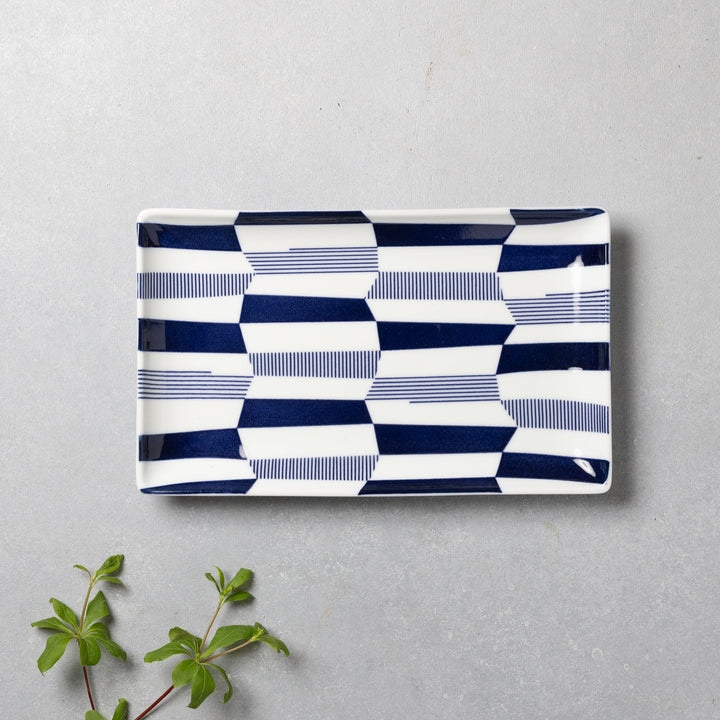 Modern Japanese Style Wa Pattern Rectangular Serving Plates Set of 2