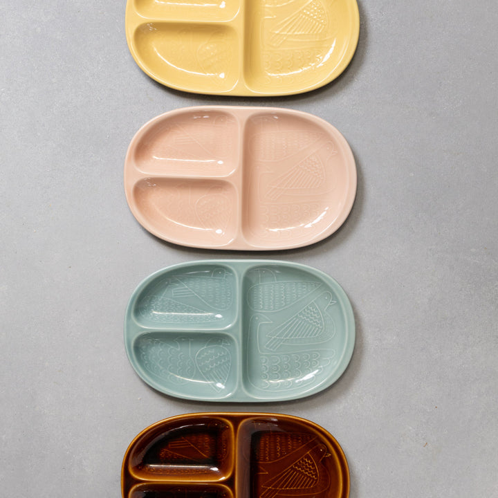 Modern Japanese Style Bird Design 3-Compartment Kids Plate