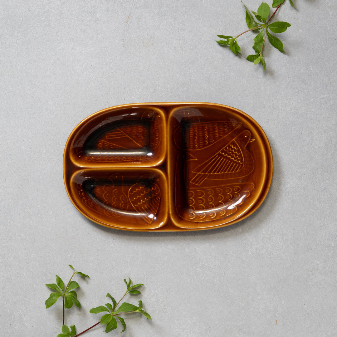 Modern Japanese Style Bird Design 3-Compartment Kids Plate