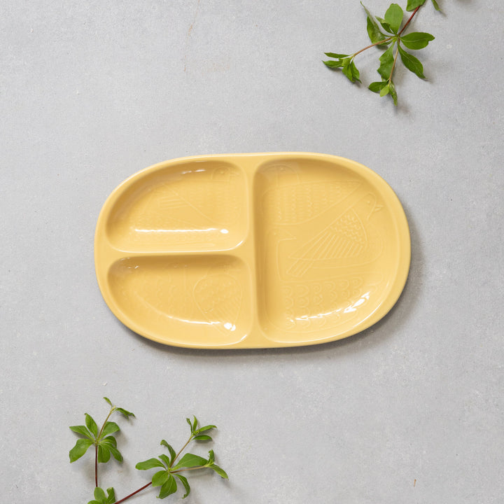 Modern Japanese Style Bird Design 3-Compartment Kids Plate