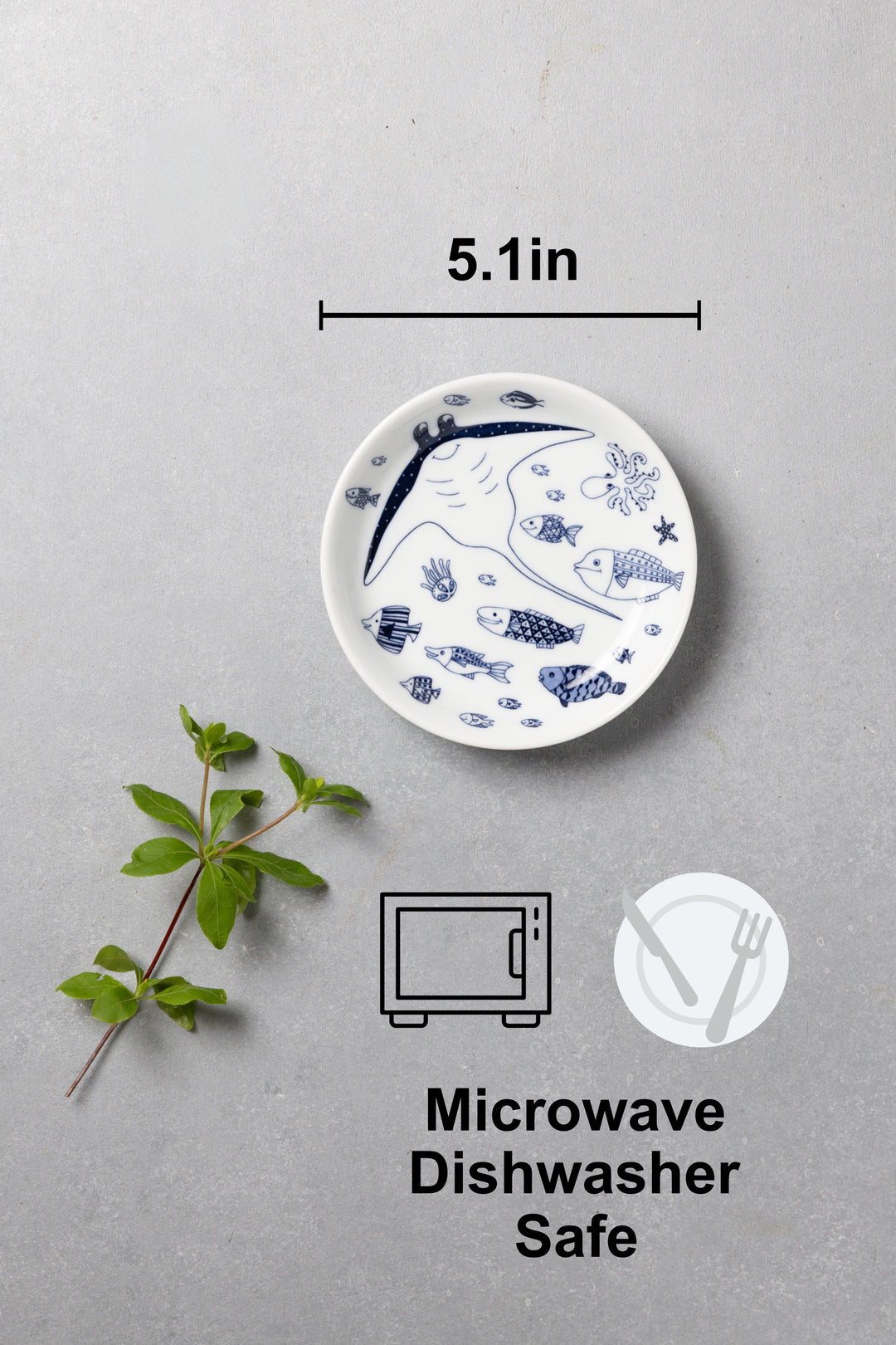 Modern Japanese Style Marine Small Appetizer Plates Set of 2