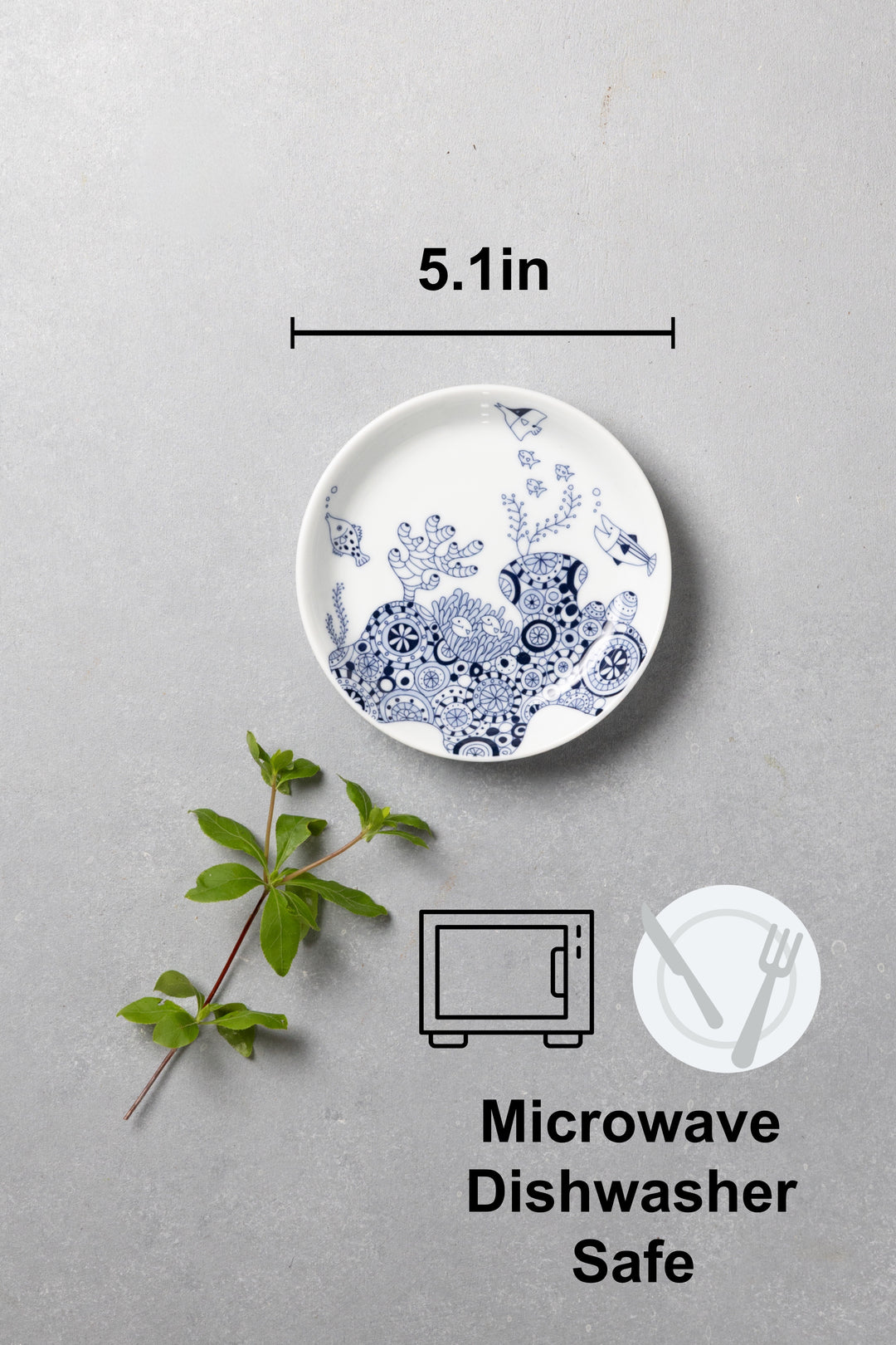 Modern Japanese Style Marine Small Appetizer Plates Set of 2