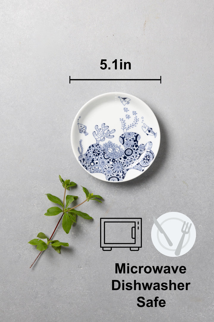 Modern Japanese Style Marine Small Appetizer Plates Set of 2